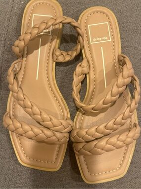Dolce Vita Beige Braided Slide Sandals